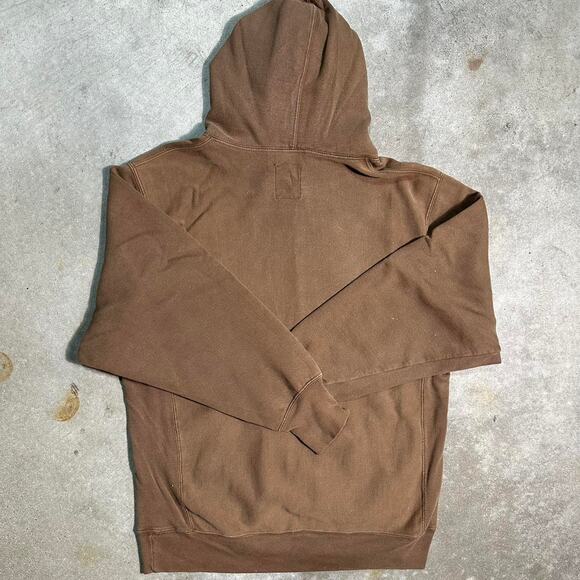 Vintage Y2K Skater Grunge Hoodie Mens Large Brown Tan Yellow Hooded Sweatshirt - Picture 2 of 5